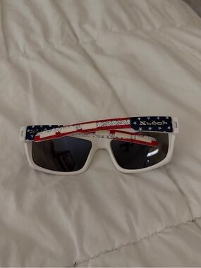Patriotic White Sunglasses with American Flag Arms